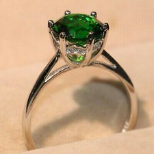 2Ct Round Emerald Lab Created Diamond Solitaire 14K White Gold FN Wedding Ring