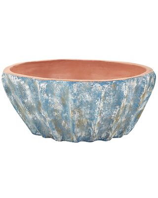 Blumentopf Terrakotta rund blau 51 x 51 cm mit Loch rustikal 24 cm hoch Ostrya