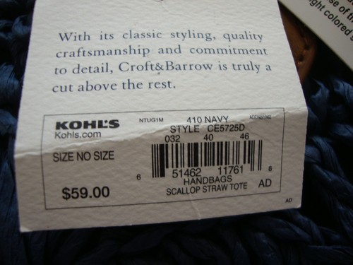 New Croft & Barrow Women's Scallop Straw Shopping Totes Variety Colors - Picture 7 of 13