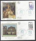 AOP France UNESCO 1982 set of 2 silk FDC First Day covers