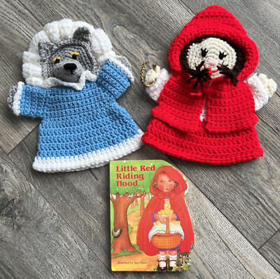 Vintage Hand Puppet Set Little Red Riding Hood Big Bad Wolf