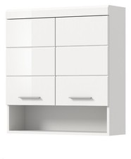 Badezimmer Hängeschrank in weiß Hochglanz Badschrank hängend 74 x 79 cm Shawn