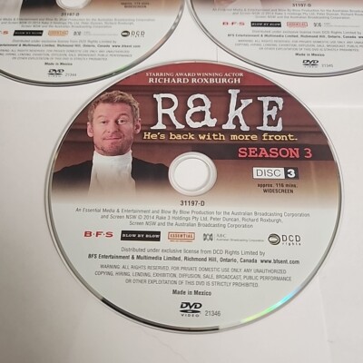 Rake: Season 3 (3-Disc DVD Set, 2014) Complete Australian