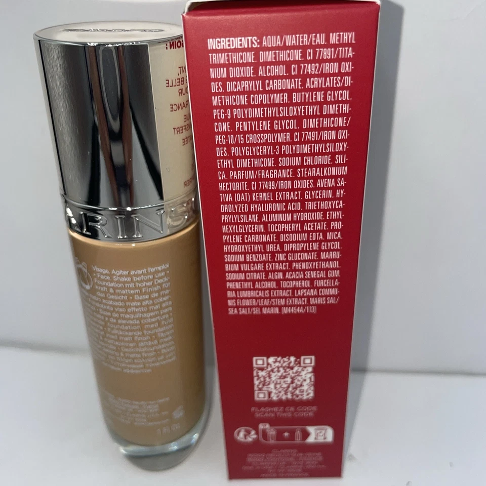 Clarins Skin Illusion Full Coverage Matte Finish Hydrating Foundation 113C NEW - Image 4 of 4
