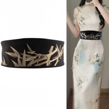 Bamboo Embroidered Waist Belt Adjustable Waist Trainer Elegant Waist Belt