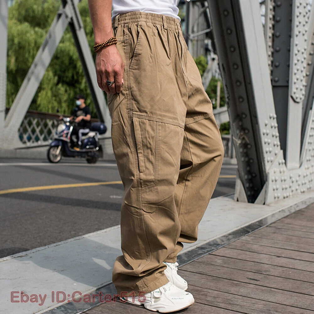 Khaki Color Pants For Men New Women Men Cargo Pants Loose Elastic