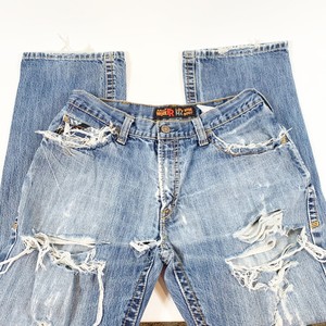 mens destroyed bootcut jeans