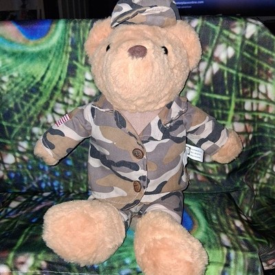 1991 Heartwarmers 10'' Golden Brown Bear Plush Military Camo Summit Collection