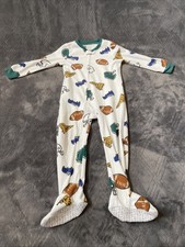 Carter  s Footie Fleece Sleeper Pajamas Football 3T Zipper Closure