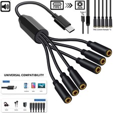 USB TYPE C TO 3.5mm AUX AUDIO HEADPHONE EARPHONE ADAPTER JACK 1 MALE -5/6 FEMALE