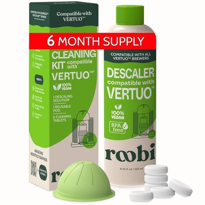 Nespresso Compatible Vertuo Cleaning & Descaling Kit. Includes 1 Bottle of De...