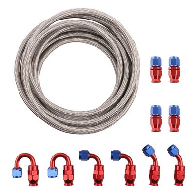 AN6 AN-6 45° Degree Swivel Fuel Oil Cooler Braided Hose Line Fitting Flow Kit