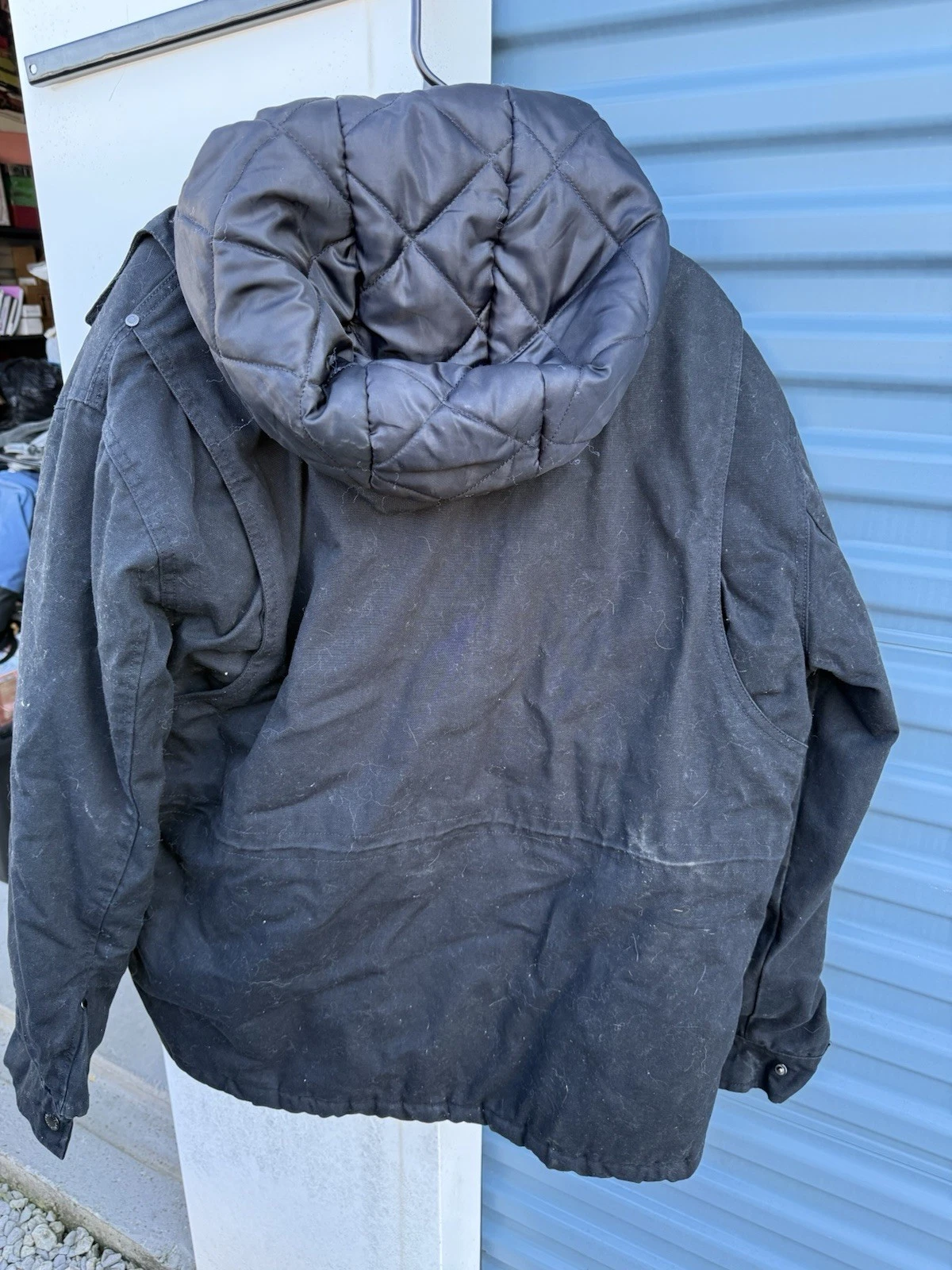 Men's Stanley Hooded Canvas Heavy Duty Workwear Jacket Sherpa Lining Size L - product detail image 2