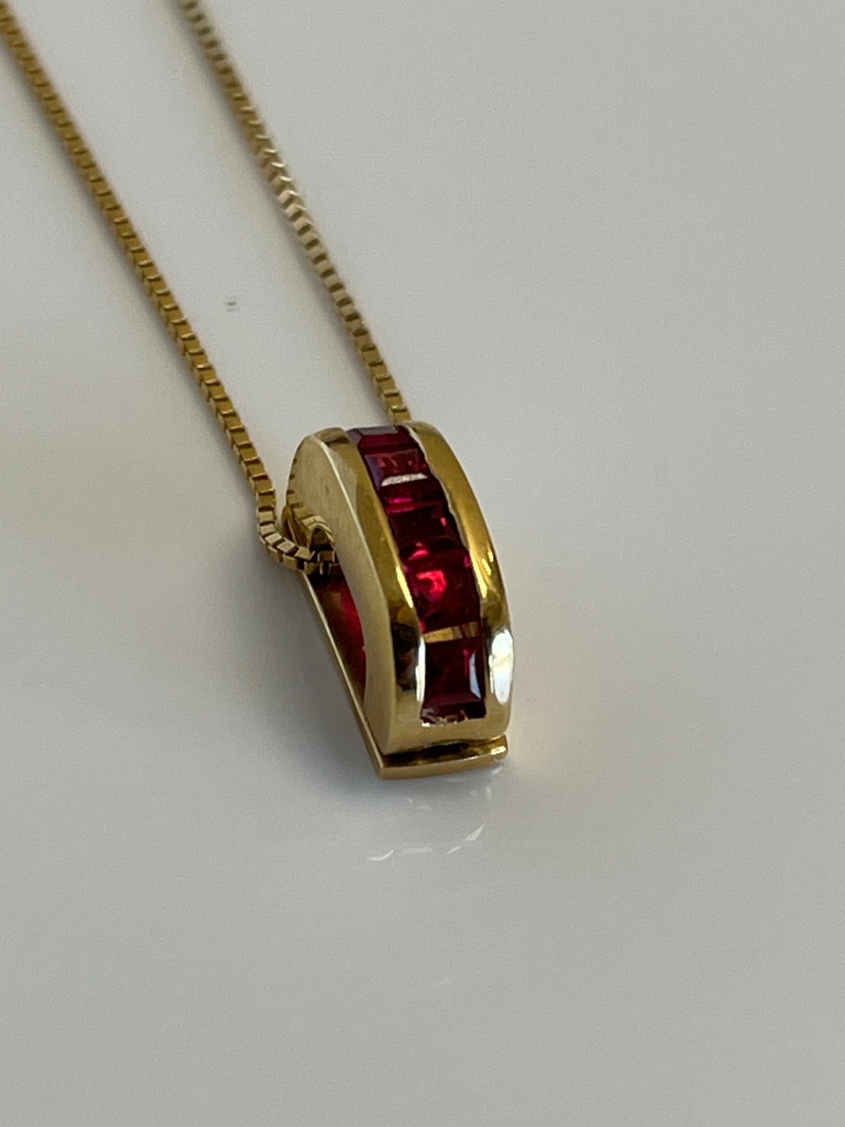 Vintage Ruby Pendant - Charm - Solid 14K Yellow G… - image 1