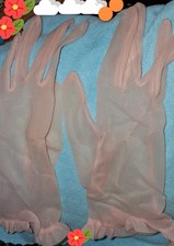 Vtg Gloves Sheer Pink Ruffled Lovely Approx Size Small 6 to 6.5