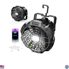 Portable Camping Fan & Lantern, 15000mAh Rechargeable, 40H Battery Life, Hook
