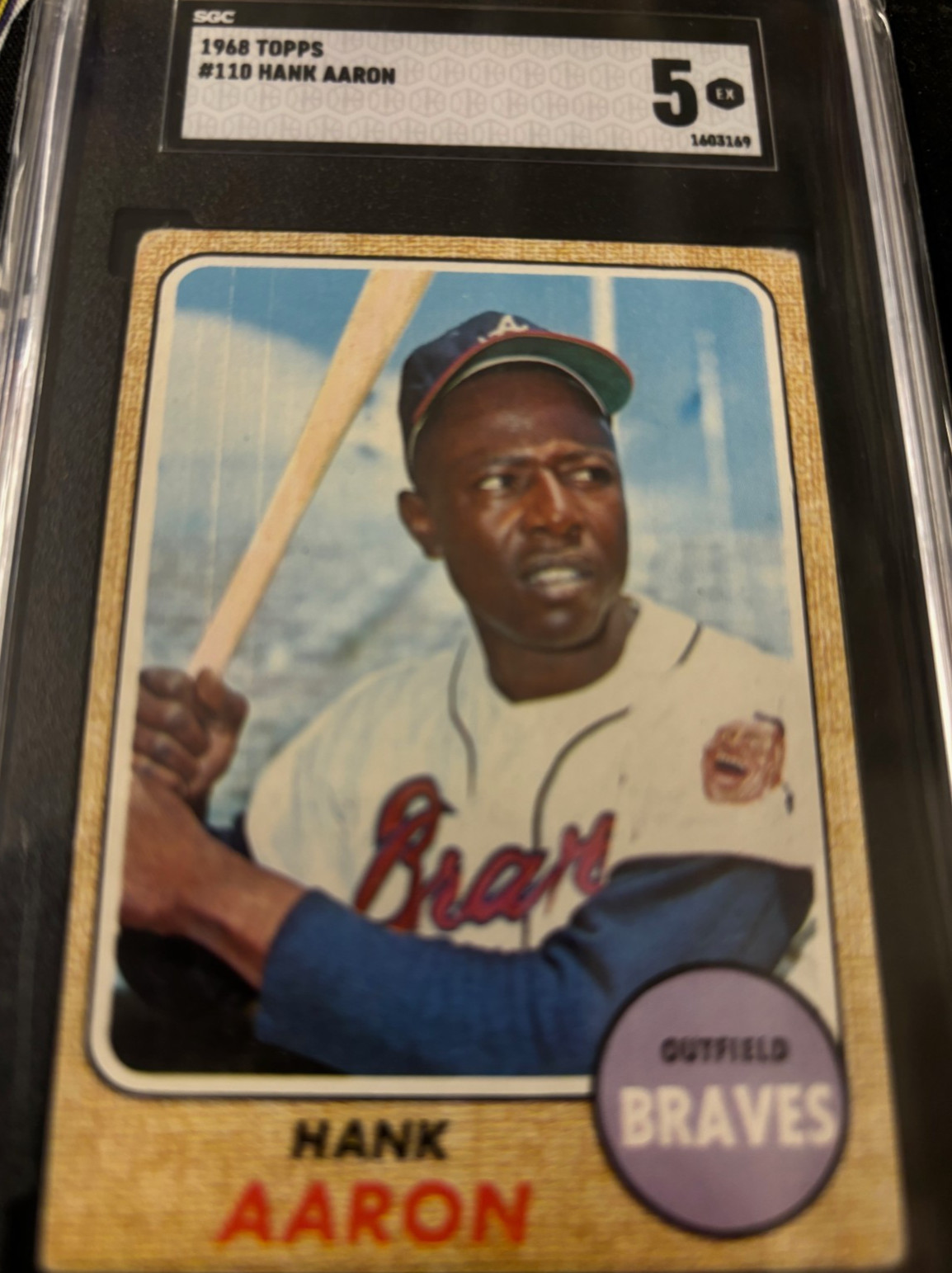 1968 TOPPS Baseball #110 Hank Aaron Atlanta Braves SGC 5 (Excellent Card)