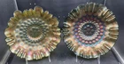 VINTAGE CARNIVAL FENTON OLIVE GREEN COIN DOT & GREEN COIN SPOT BOWLS “SMOOTH EXT