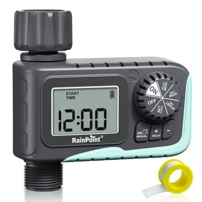 RAINPOINT Programmable Outdoor Hose Sprinkler Timer with Rain Delay & Manual