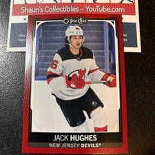 Jack Hughes 2021-22 O-Pee-Chee Red Border Parallel 492 New Jersey Devils