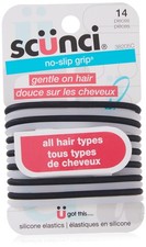 Scunci No-Slip Grip The Evolution Hair Ties, 14 Count Pack of 1 , Black