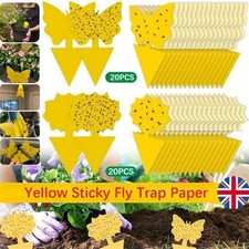 40Pcs Yellow Fly Trap Insect Sticky Paper Fruit Flies Aphids Glue Catcher Bug 