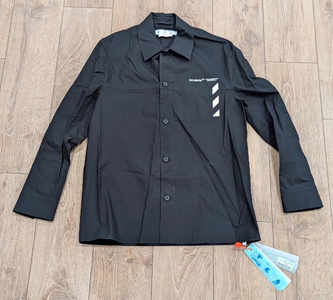 $755 Mens OFF-WHITE Diagonal Pocket Overshirt Black Medium