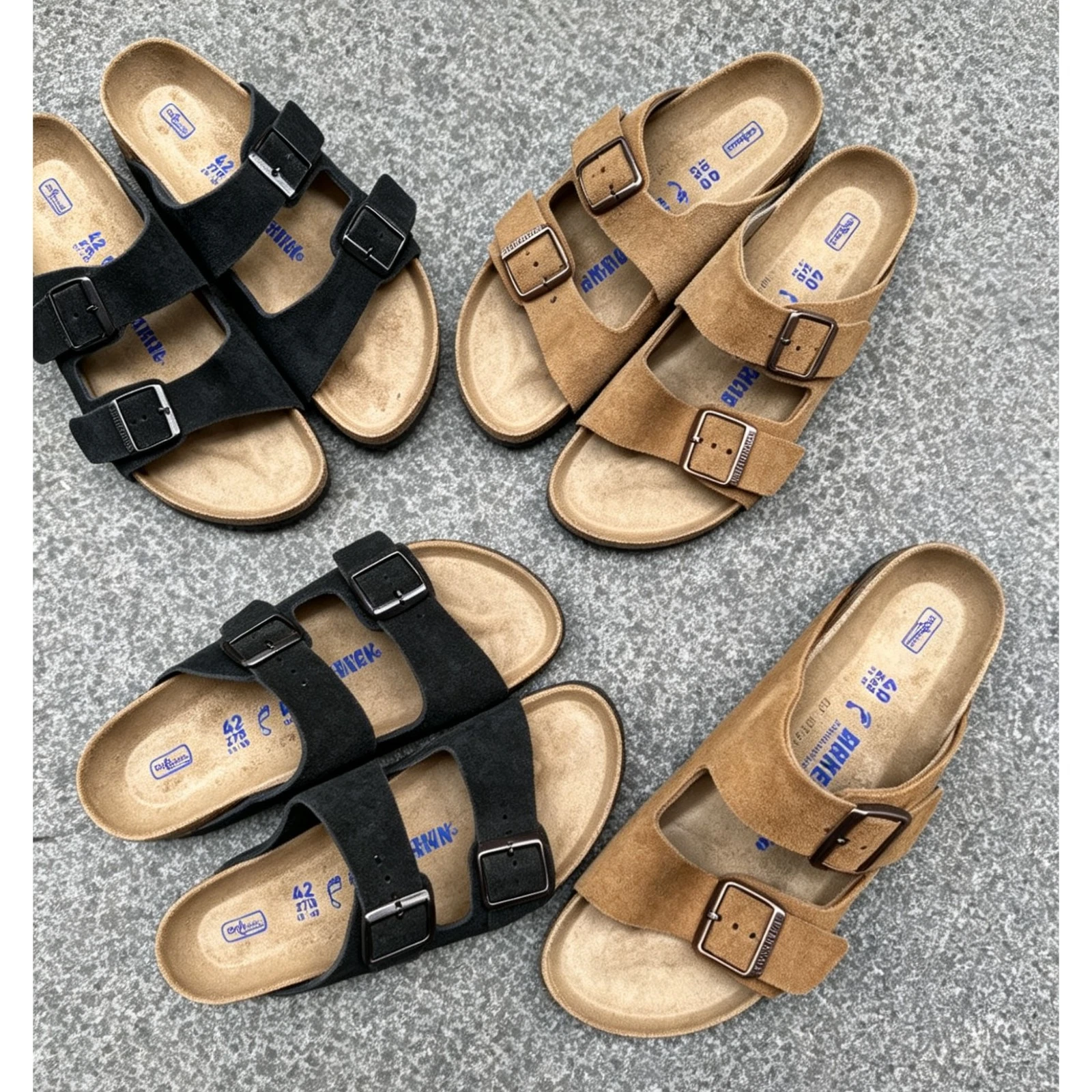 Birkenstock Arizona Soft Footbed Suede Leather Black & Mink Shoes Unisex Sandals