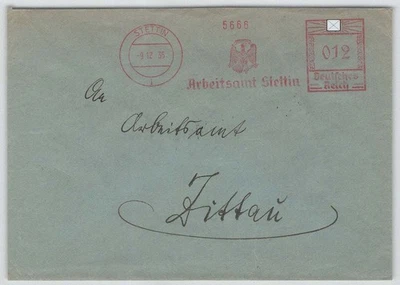 D. Reich Freistempel-Beleg STETTIN 1936 Arbeitsamt Stettin [530] - Bild 1 von 2