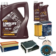 BOSCH Inspektionspaket 7 L MANNOL 5W-30 Longlife für Audi Q3 8UB 8UG 2.0 TDI