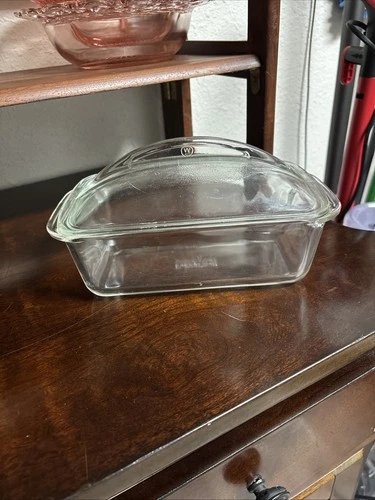 Vintage Westinghouse Clear Glass Loaf Pan With Lid Refrigerator Baking  EUC