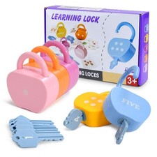 Cause and Effect Toys for Toddlers 3 , Montessori Lock  Key Set with 5 Apple...