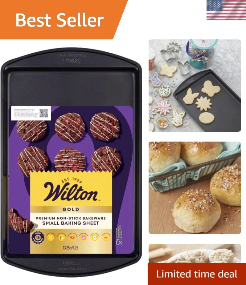 Gold Non-Stick Baking Sheet 13x9in - Safe, Warp-Resistant Bakeware