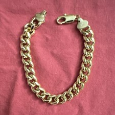 Women Gold Tone Curb Link Chain Bracelet with Lobster Clasp, Metal, No Stone