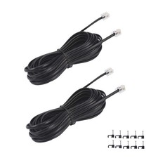 15FT Telephone Extension Cord Cable, Landline Line Wire with RJ11 6P4C Plugs,...