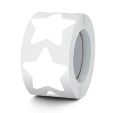 White Star Stickers Roll 1.5 Inch Self-Adhesive Stars Labels Waterproof Remov...