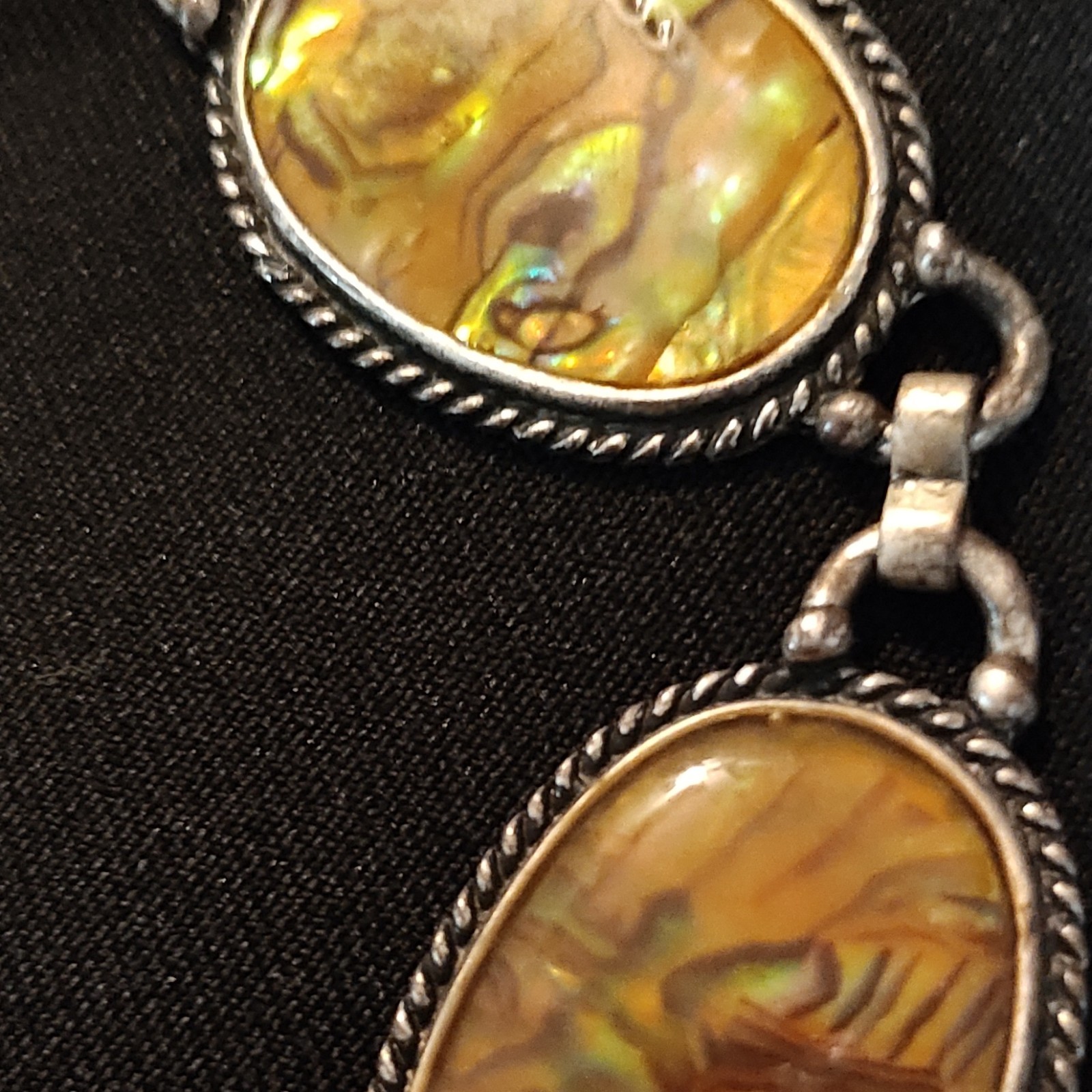 Statement Abalone Shell Necklace Oval Link Chain … - image 11