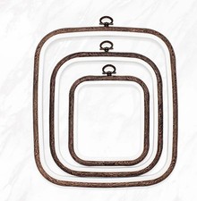 Nurge 3 Piece Embroidery Hoop Set Square Imitated Wood Display Frame Plastic
