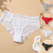 Brand New Briefs Underwear Gray Red Black Lace Panties S-XL Solid Color
