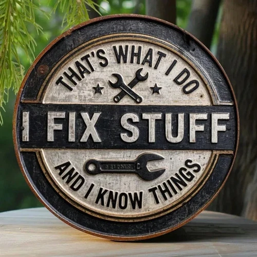 Brand Vintage Humor Tin Metal Signs Home Décor 8x8 "I Fix Stuff I Know Things"