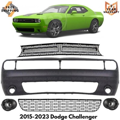 Front Bumper Cover Fascia Paintable & Grille Kit For 2015-2023 Dodge Challenger