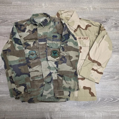 Lot 2 US Military BDU Combat Shirts Woodland Desert Camo Small Regular - product listing photo