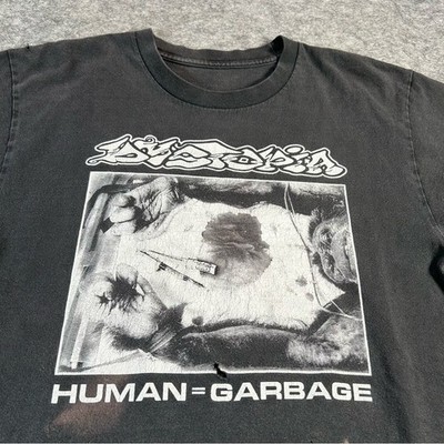 Vintage Dystopia Shirt Mens Large Black Y2K 90s Human = Garbage