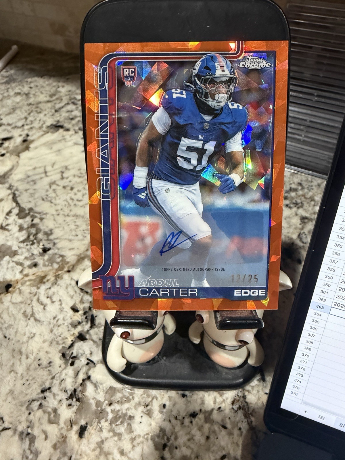 ABDUL CARTER 2025 TOPPS CHROME SAPPHIRE ROOKIE AUTO ORANGE /25 #RA-AC