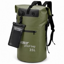 WELDUN Waterproof Dry Bag Backpack 35L Roll Top Kayak Camping Fishing Green
