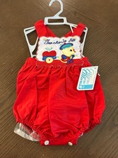 Vintage Allura Seersucker Bubble Romper Teachers Pet Duck Apple 18M NWT 80/90s