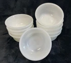 Glasbake Vtg White Milk Glass Custard Small 3” Bowls Stackable Set of 10, MINT