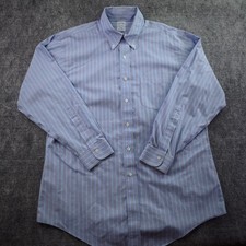 Brooks Brothers Dress Shirt 16.5 33 Slim Fit Non Iron Blue Red Striped Button