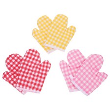 3 Pairs Toddlers Oven Mitts Heat Resistant Gloves for Cooking Kids