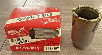 Milwaukee 1-13/16'' Threaded Steel Hawg Carbide Tip Boring Cutter 49-57-1812 NEW